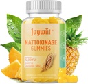 Nattokinase Gummies 12 FU, Serrapeptase Gummies 36.000 SPU Enzyme Supplement with Bromelain Papain & Inulin for Circulatory, Gut, Digestion Support, Vegan, GMO, 60 Counts