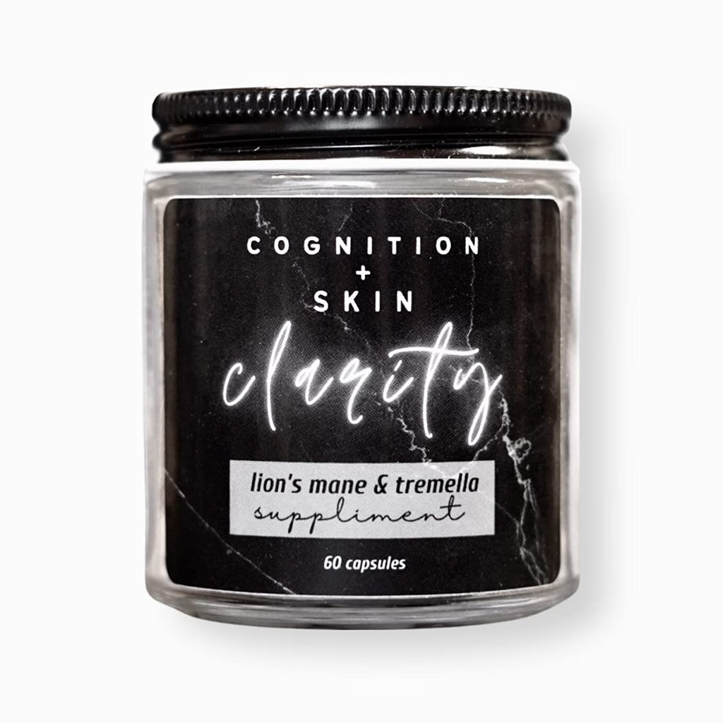 Lion's Mane & Tremella Mushroom Men's Skin Care Acne Supplement: Cognition + Skin CLARITY - Heal your Skin fromWithIN! (Vegan)