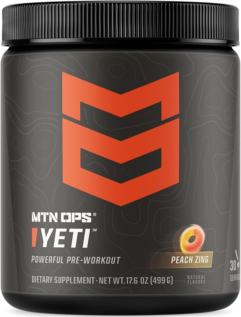 MTN OPS Amai Pre-Workout Toz Enerji Kreta, 200 mg Caffeine & BCAAs with Beta Alanine, 30-Serving Tub, Peach Zing Zing