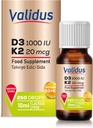VALIDUS Vitamin D3K2 Drops - Yüksek Potency Vitamin D3 + K2 MK-7, 250 Liquid Drops, Bone & Heart Health için Absorps Immune Function, Non-GMO, Gluten-Free, Easy to Use, 10 ml