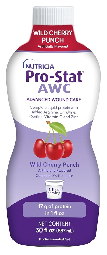 Pro-Stat Gelişmiş Yara Bakımı (AWC), Yoğun Sıvı Protein Tıbbi Gıda - Wild Cherry Shvor, 30 Fl Oz şişe