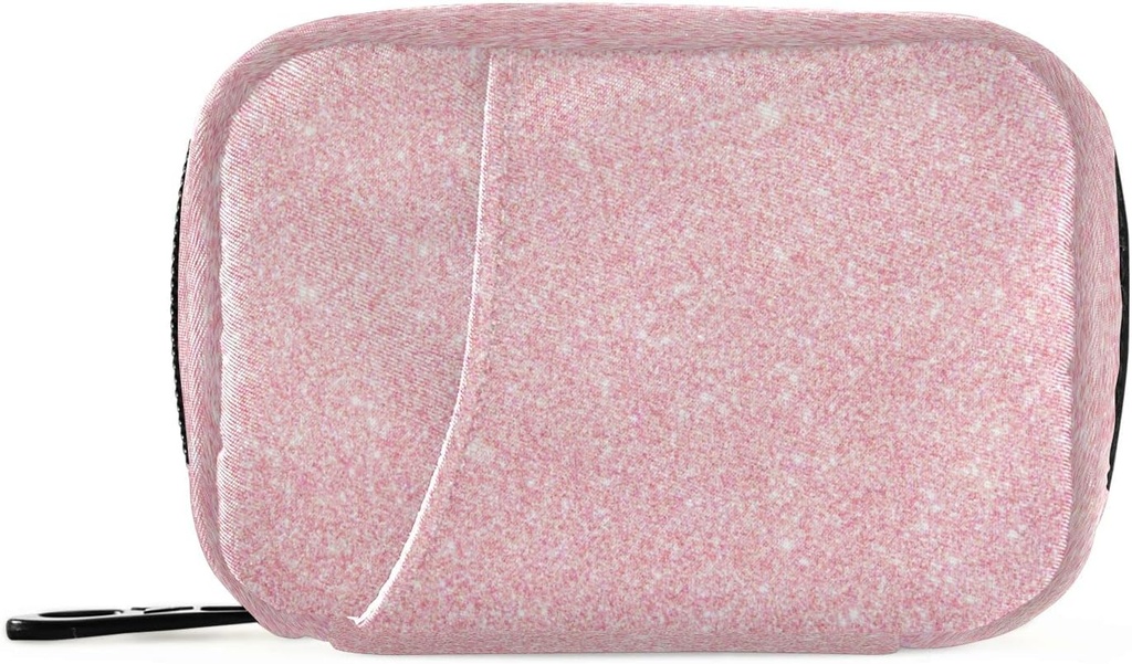 Pink Glitter Shimmer Pill Organizer Case 7 Day Travel Pill Box with diamond Weekly Vitamin Medicine Supplementrec Pouch Bag