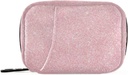 Pink Glitter Shimmer Pill Organizer Case 7 Day Travel Pill Box with Zipper Portable Weekly Vitamin Medicine Supplement Holder Pouch Bag