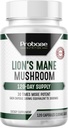 Probase Beslenme Lions Mane Supplement Capsules 30x Potency Extract Mushroom Supplement 4 Ay Supply 120 Count