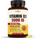 YENİ AGE Vitamin D3 5000 IU 125mcg Softgels - Destek Immune Support, Güçlü Bone Health - Non-GMO, Gluten-Free, Dairy-Free,1 Year Supply (360 Softgels)