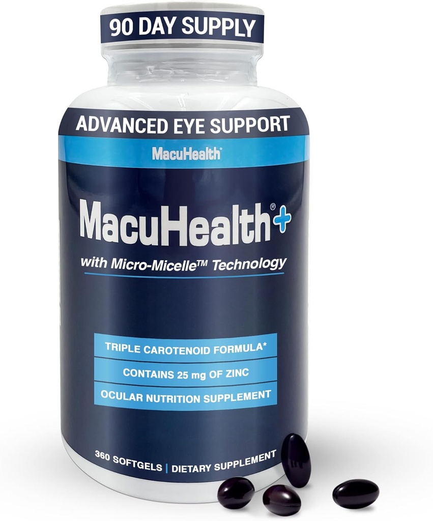Macuhealth Plus+ Eyes Supplement for Yetişkinler - 90 Day Supply with Lutein, Zeaxanthin ve Meso-Zeaxanthin - Unflavored, Eyes for Eyes