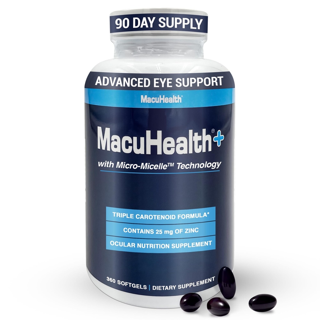 Macuhealth Plus+ Eyes Supplement for Yetişkinler - 90 Day Supply with Lutein, Zeaxanthin ve Meso-Zeaxanthin - Unflavored, Eyes for Eyes