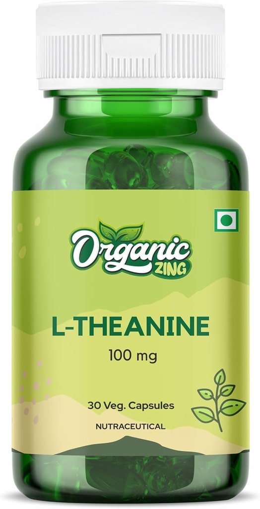 Organik Zing L-Theanine GMP Quality Assured, Kosher, Vegan | 100 mg | 30 Capsules