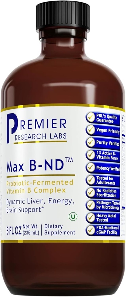Premier Research Labs Max B-ND - Liver & Brain Health için B Kompleks, Thiamin, B12 & B6-8 Fl Oz Şişe