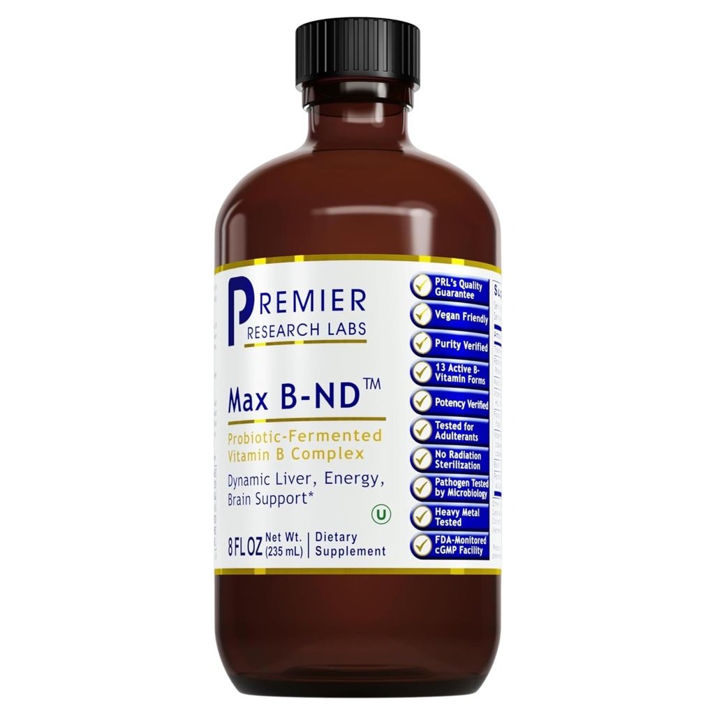Premier Research Labs Max B-ND - Liver & Brain Health için B Kompleks, Thiamin, B12 & B6-8 Fl Oz Şişe