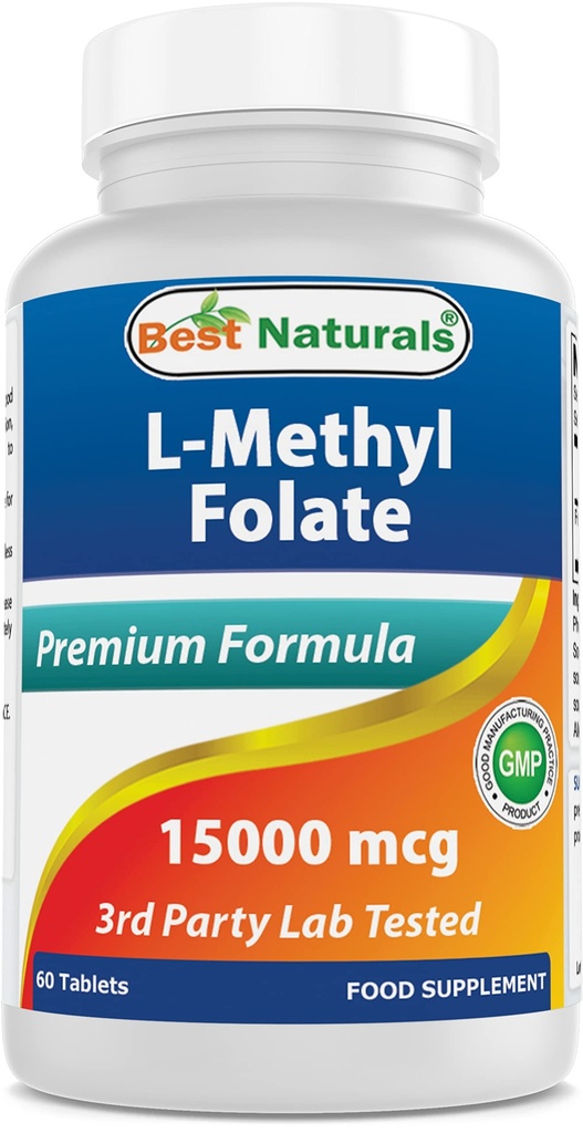 Best Naturals methyl folate 15000 mcg (15mg) (Most Bio-διαθέσιμα) 60 δισκία - Υποστηρίζει Cell Formation Function, Εγκέφαλος, Μνήμη, Καρδιαγγειακή Υγεία (60 Count (Pack of 1))