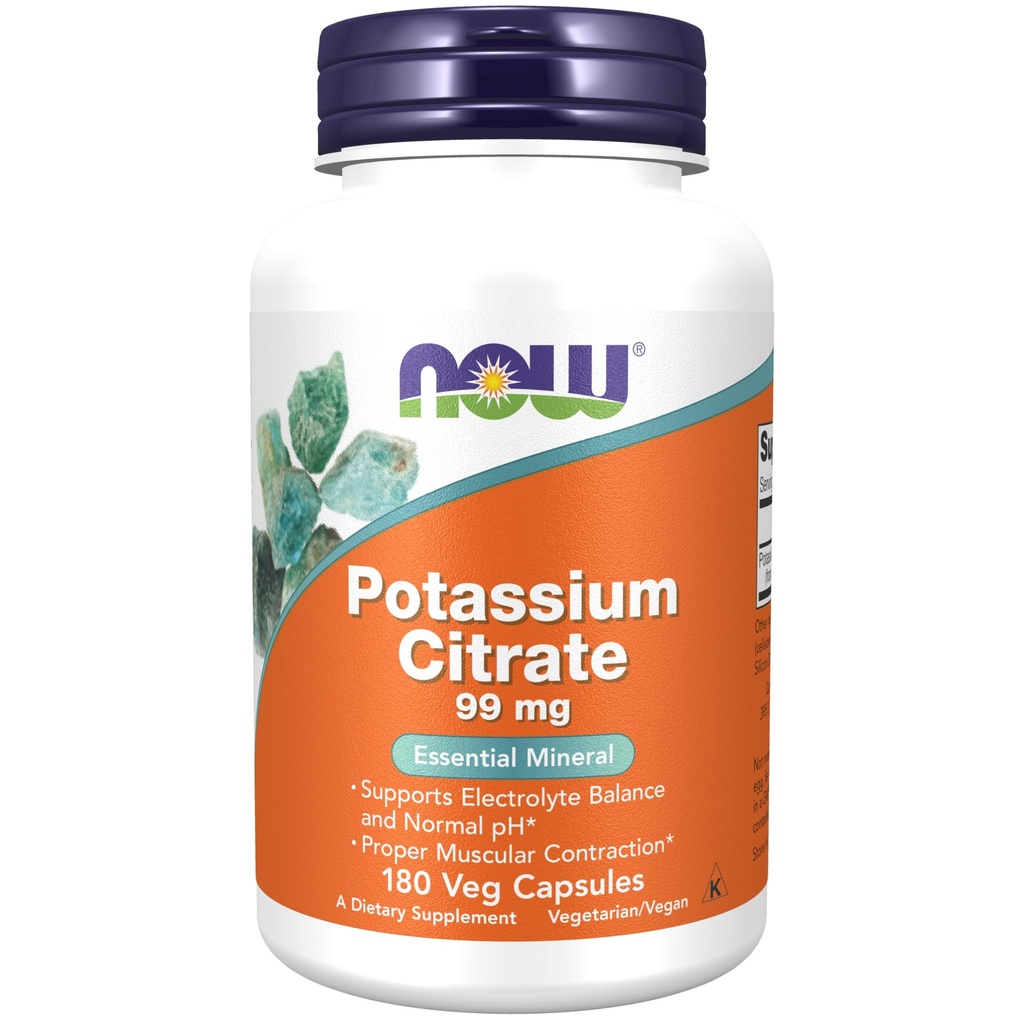 Şimdi Gıdalar Tamamlar, Potasyum Citrate 99 mg, Elektrolyte Balance ve Normal pH*, Essential Mineral, 180 veg Capsules
