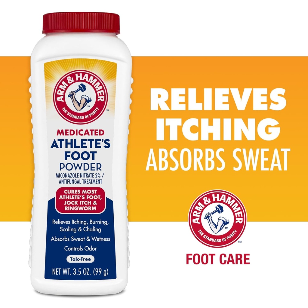 Arm & Hammer Athlete's Foot Toz - Paring Soda ile Ayaklar için Antifungal Tedavi - Relieves Itching, Yanan ve Odor - Klinik Proven Formula - 3.5 oz 4 Pack (4)