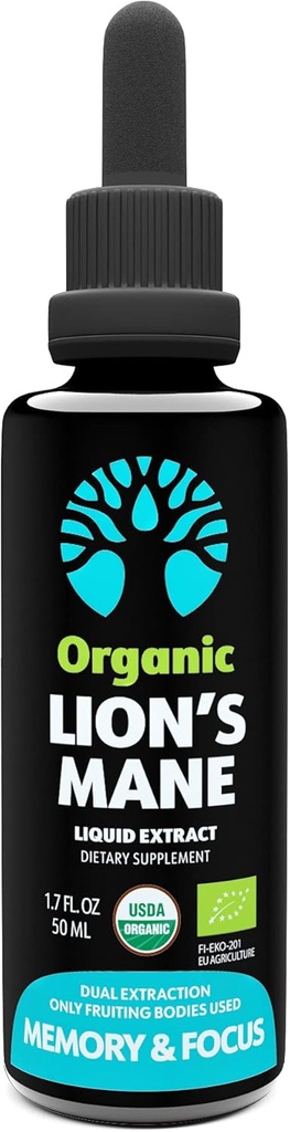 Organic Lion’s Mane Extract – 50 Servings – Fruiting Bodies Only – Memory and Focus Support