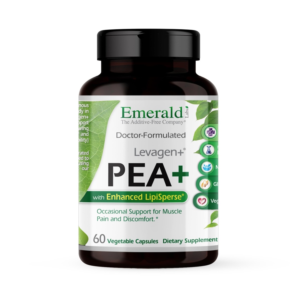 Emerald Laboratories Pea+ with Levagen+ - Support Common & Muscle Health with Meriva Curcumin, OptiMSM & Levagen+ Pea* - Non-GMO, Vegan, Gluten-Free - 60 Sebze Capsules
