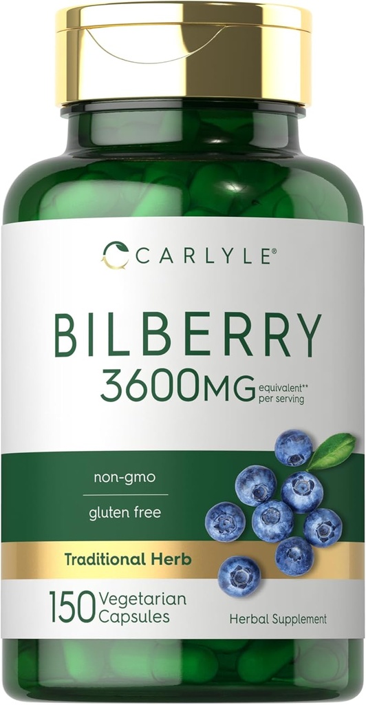 Carlyle Bilberry Capsules | 3600 mg | 150 Kont | Vegetarian, Non-GMO, Gluten Free Fruit Supplement