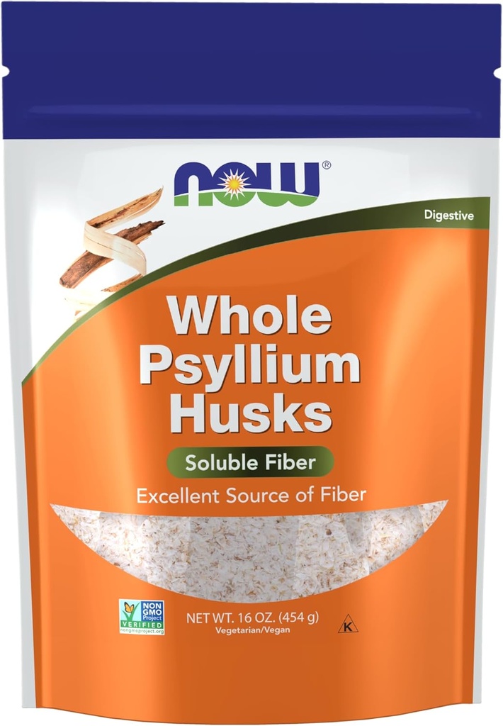 NOW Συμπληρώματα Τροφίμων, ολόκληρο το Psyllium Husks, Μη-GMO έργο Επαληθευμένο, Διαλυτό Fiber, 16-Ounce