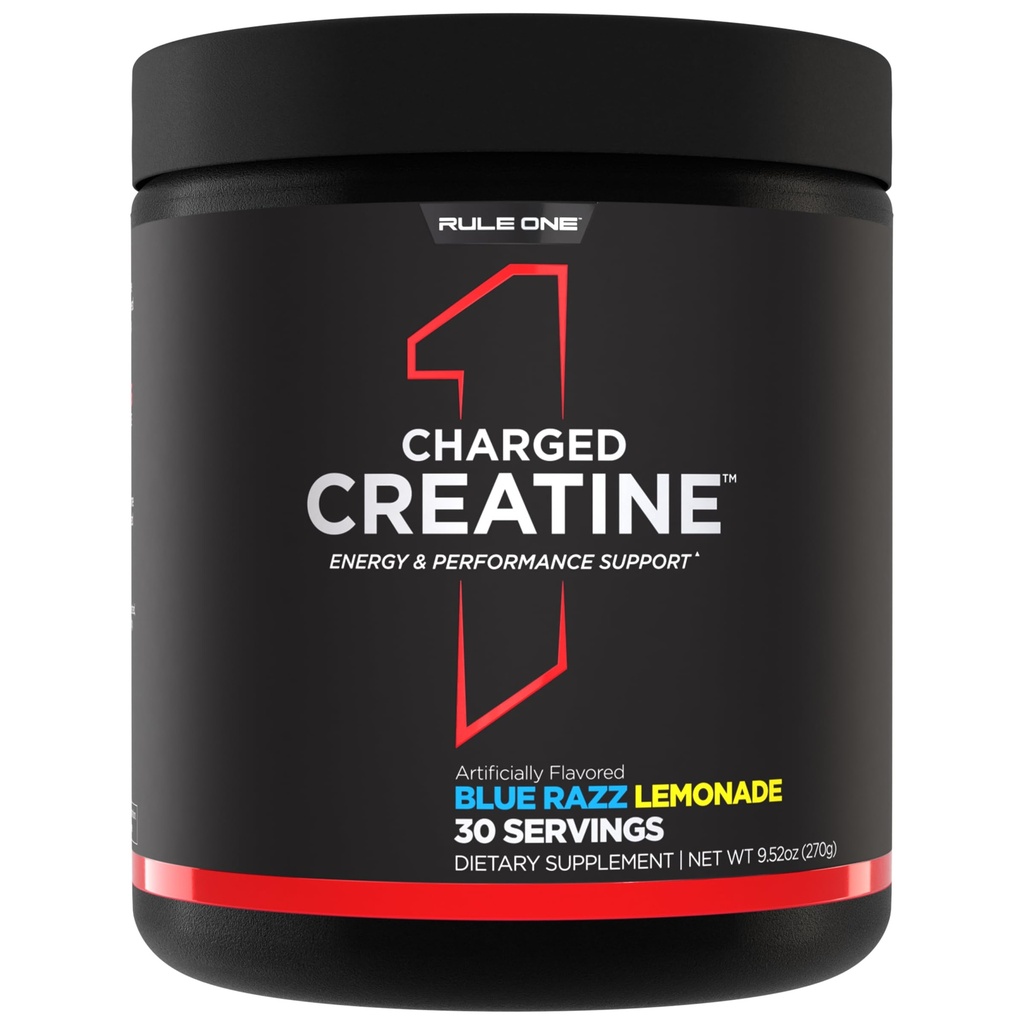 Kural 1 Şarjli Kreatin - Multi-Function Workout Supplement with atine, Electrolyte, and Energy Blends for Intensity, Performance, & Hydration Support (30 Servisler, Blue Razz Lemonade)