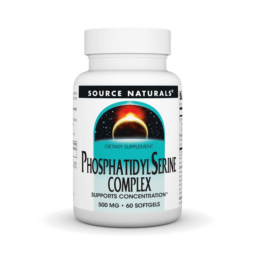 Source Naturals Phosphatidyl Serine Kompleksi Stablilized Enzyme Supplement 500 mg - 100% Pure - 60 Softgels