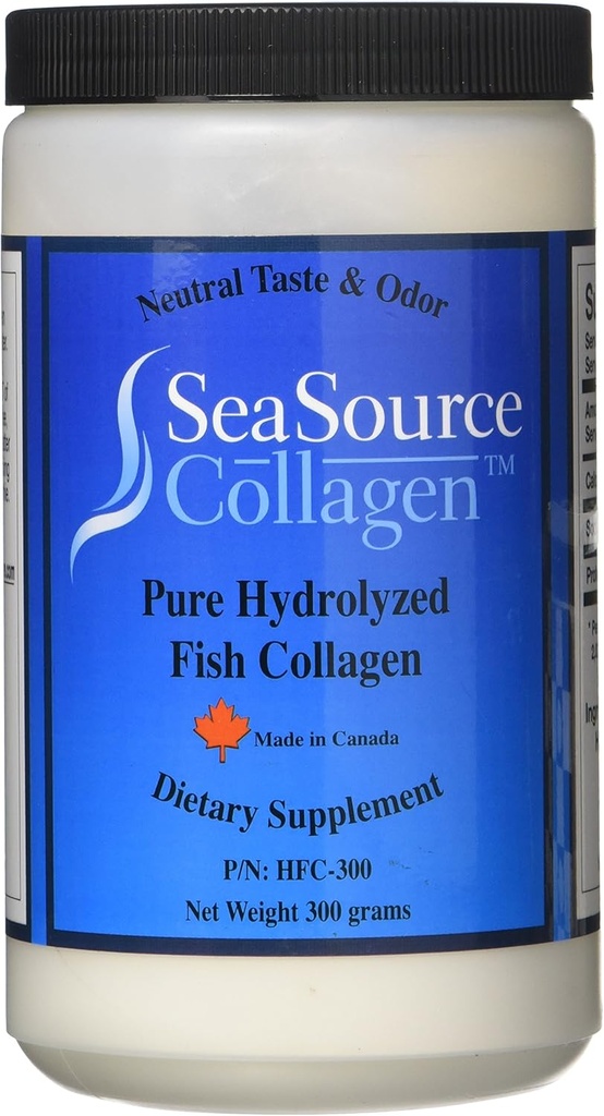 SeaSourceTM Collagen Pure HYDROLYZED Fish Collagen Dietary Supplement Powder - Made in Canada from The Skins of Wild Caught Cod.