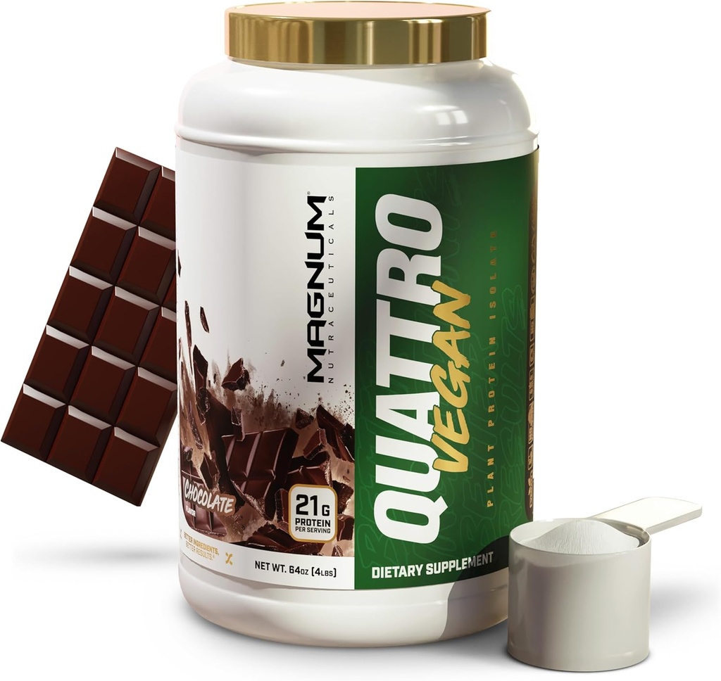 Magnum Nutraceuticals Quattro Vegan protein Toz, Chocolate 2lb – Micro Büyüme ve Kurtarma için Premium Plant bazlı Protein Toz Isolate