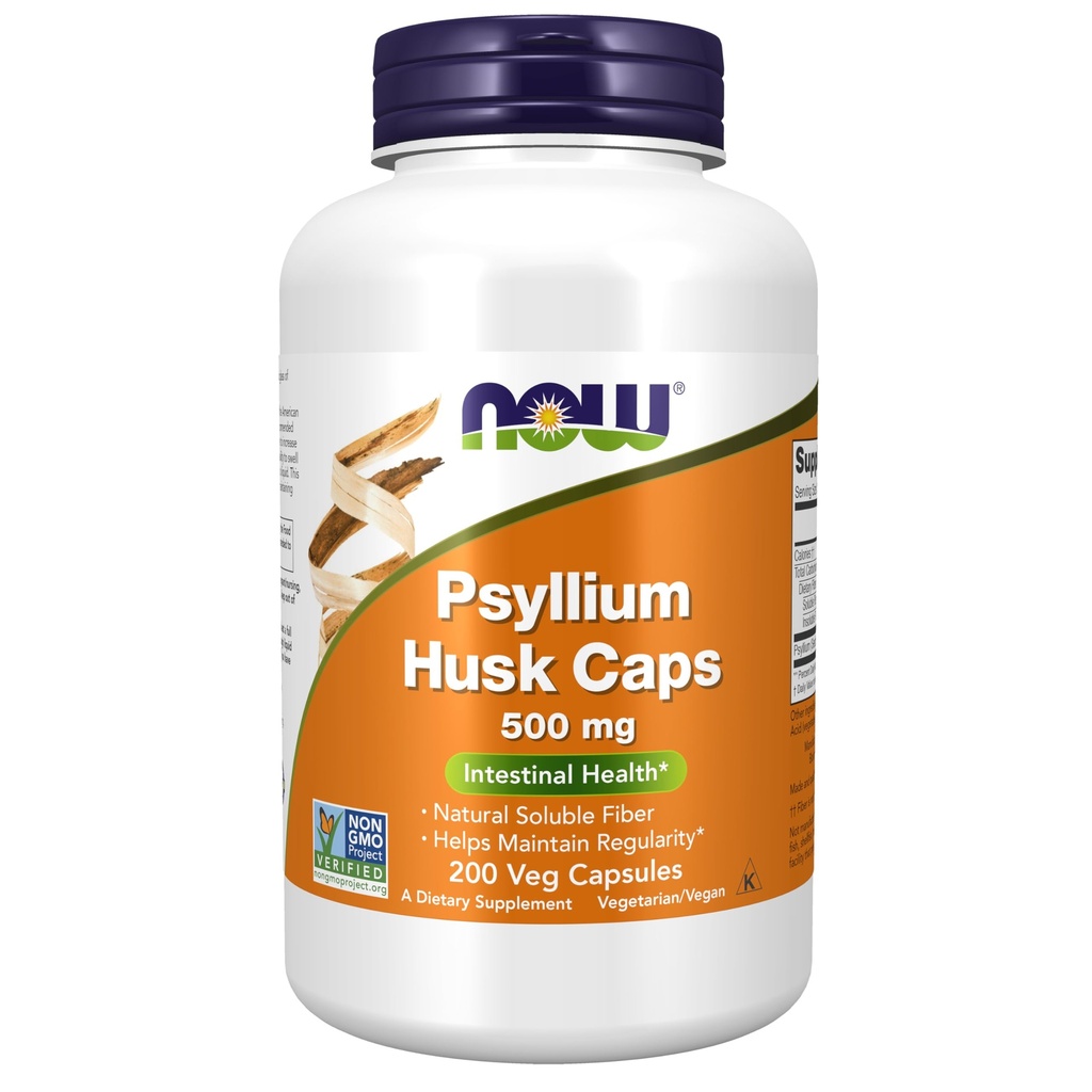 Şimdi Gıdalar Tamamlar, Psyllium Husk Caps 500 mg, Non-GMO Projesi Doğrulandı, Doğal ► Fiber, Intestinal Health*, 200 Veg Capsules