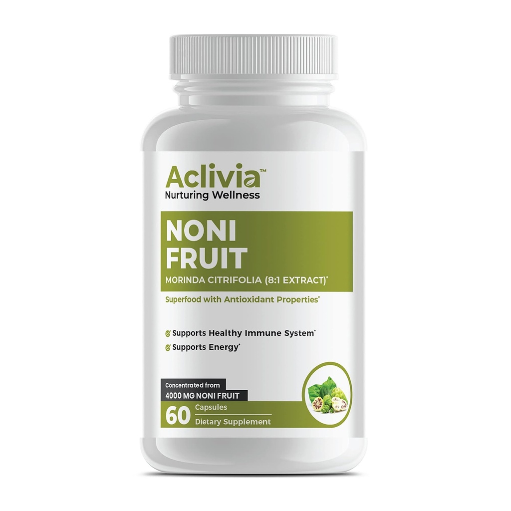 Organik Hawaii Noni Fruit Capsules 4000 mg - Morinda Citrifolia Supplement - Non-GMO, Gluten-Free, USA Made, No Yapay Katkılar (60) Count