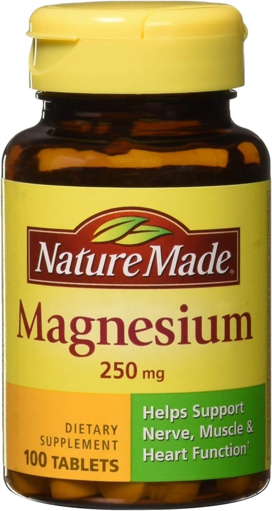 Nature Made Magnesium 250 mg Tablets, 100 Count (Pack of 3)