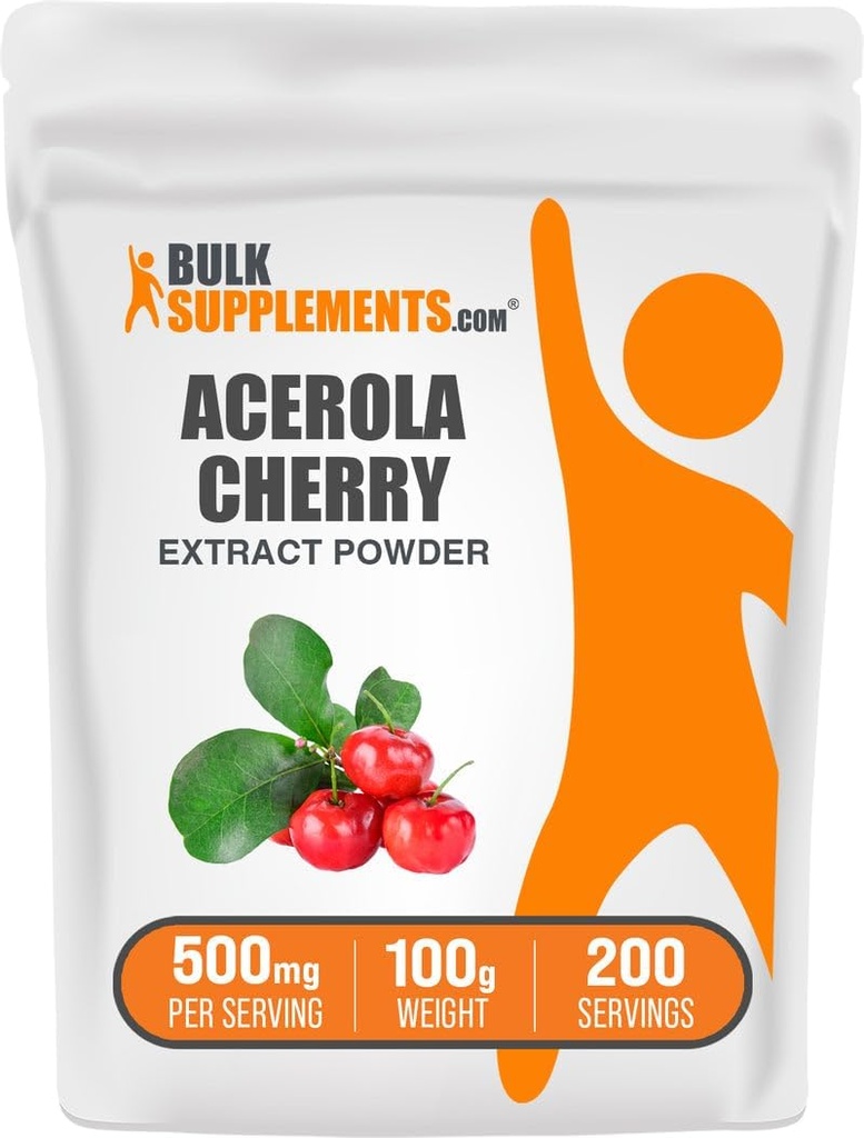 BulkSupplements.com Acerola Cherry Extract Toz - Doğal Vitamin C Supplement, Acerola Cherry Toz - Vegan & Gluten Free, 500 mg per Service, 100g (3.5 oz) (Pazar 1)
