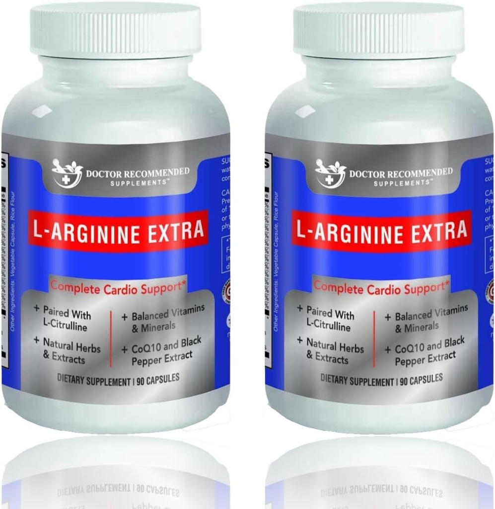 Ο DOCTOR ΠΡΟΤΕΙΝΕΤΑΙ ΣΥΜΠΛΗΡΩΜΑΤΑ Premium L-αργινίνη 1000 MG Τύπος νιτρικού οξειδίου υποστηρίζει Cardio Υγεία, παραγωγή νιτρικού οξειδίου, Stamina & More - 2 Pack