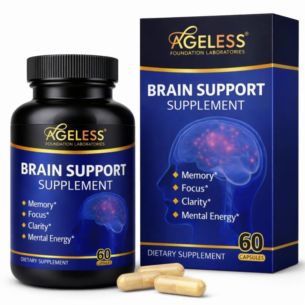 Dayless Brain Supplements for Memory and Focus & Cognitive Improvement | Nootropic Brain Supplement for Men & Women | Support mental Clarity & Neuro Health | Including B6, B12, 60 Capsules