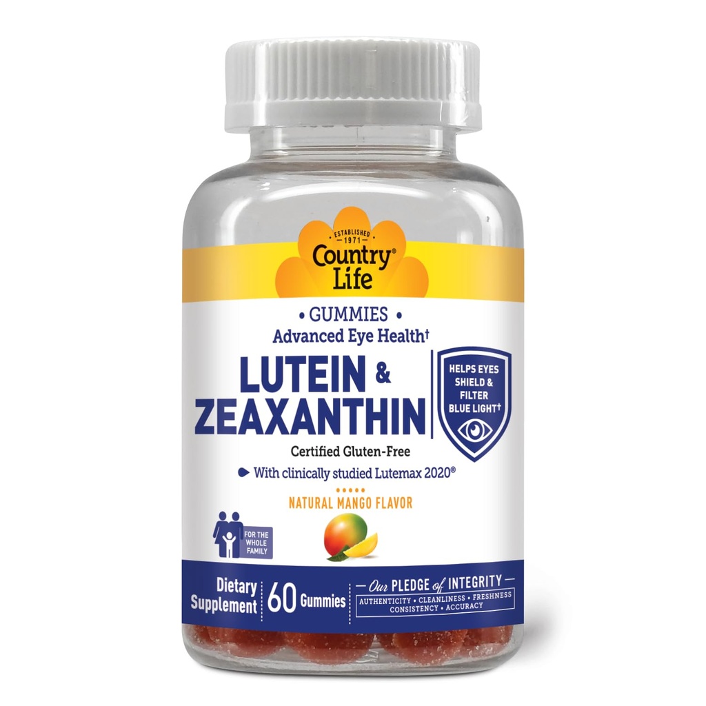 Ülke Hayat Lutein Gummies with Lutemax 2020, 60 Ct, Chewable Natural Eye Support Supplement, Marigold Lutein, Zeaxanthin, Eye Health & Macular Support, Non-GMO, Natural Fruit Pectin, Vegan