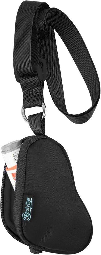 Beautyflier Asthma Inhaler περίπτωση Lanyard κάτοχος Keychain Ταξίδι Χάντι μίνι τσάντα για ενήλικες και παιδιά, δεν περιλαμβάνει Inhaler (Μαύρο)