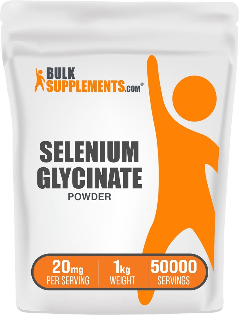BulkSupplements.com Selenium Glycinate Toz - Selenium 200mcg, Mineral Supplement - Essential Trace Mineral & Gluten Free, 20 mg per Service, 1kg (2.2 lbs) (Pazar 1)
