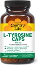 Country Life L-Tyrosine 500 mg with Vitamin B6 Supplement - Sertifikalı Gluten-Free, Vegetarian, Kosher, Boosts Focus & Energy, Supports Brain Health, Advanceds mental Clarity, Non-GMO - 100 Capsules