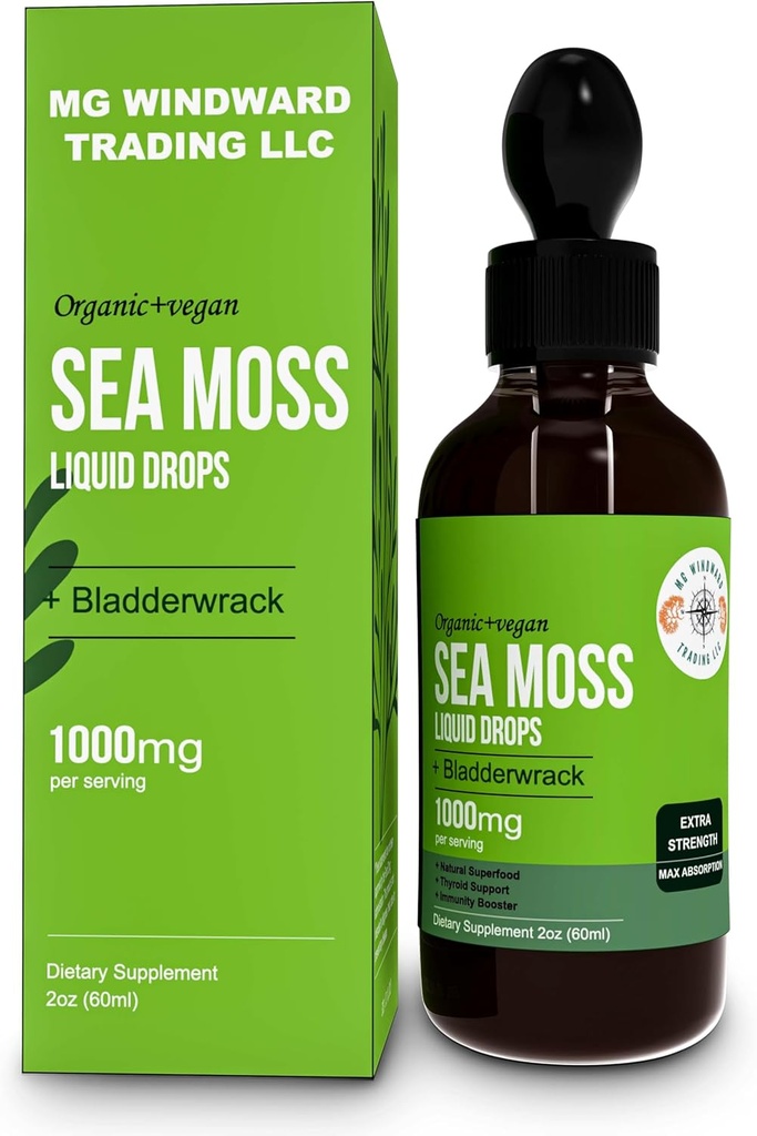 Organik Deniz Moss Liquid Drops | 30.000 MG | Deniz Moss Bladderwrack, Elderberry | 4X Güçlü Organik Deniz Moss, Pills ve Capsules Genel Sağlıklı Yaşam için Daha Fazlası! 1 Şişe 1