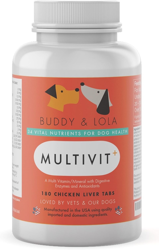 Köpekler için Multivitamin Advanced Daily Supplements to improve Dog Health Multivitamins, Nutrients, Kalsiyum, Digestive Enzymes and Antioksis 180 Chicken Liver Taste Chewable Tabletler