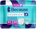 Çünkü gece boyunca Absorbency Pull Ups - Adult Use Incontinence Underwear, Absorbent Nighttime Briefs for Men and Women, White, XLarge, 20 Count