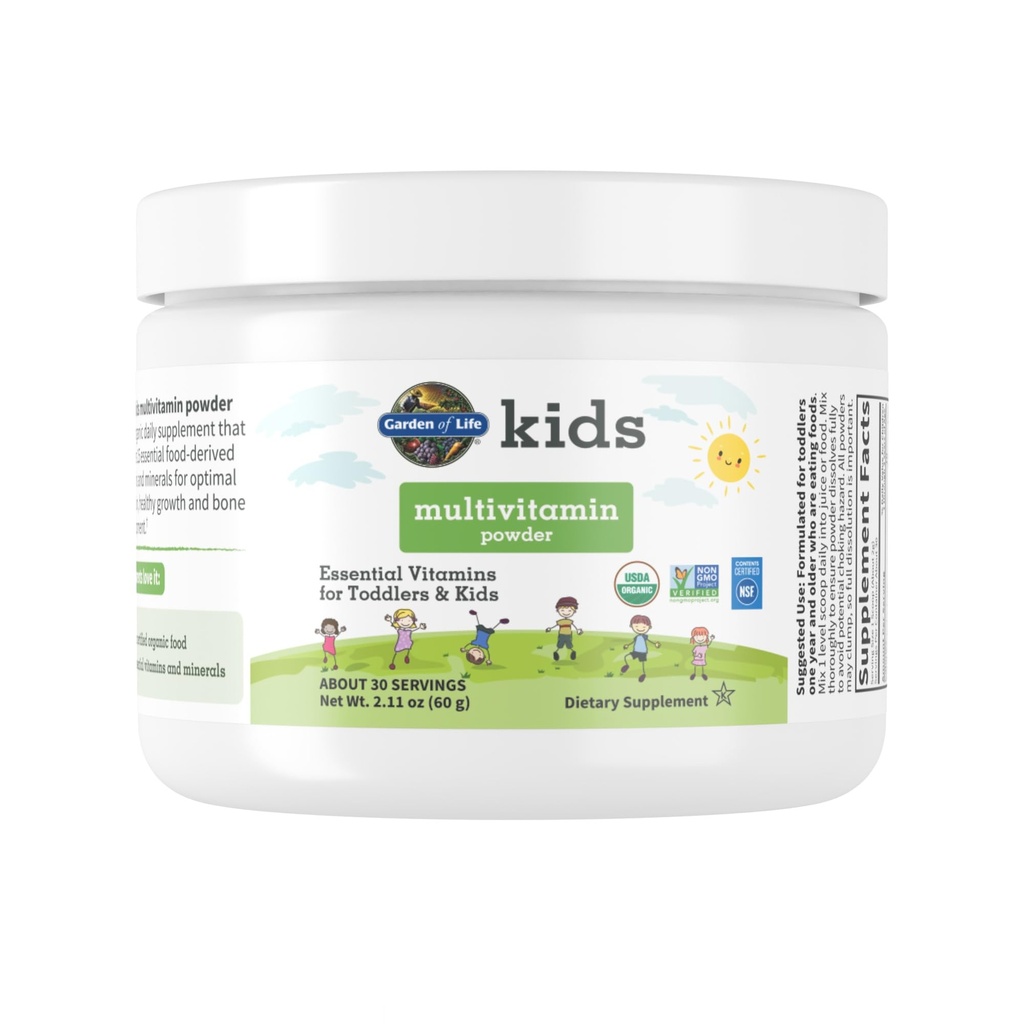 Life Kids Multivitamin Toz, Günlük Vitaminler ve Çocuklar için Mineraller - Organik Toddler Multi Toz 15 Vitamin C, D3, Sağlıklı Büyüme için - Gluten Ücretsiz - 30 Gün Supply