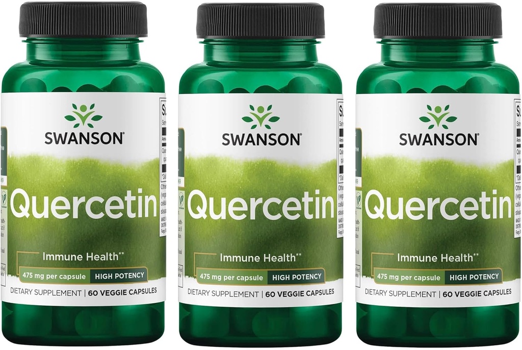 Swanson Quercetin υψηλής ισχύος - Αντιοξειδωτική άμυνα - (60 κάψουλες λαχανικών) 3 Pack
