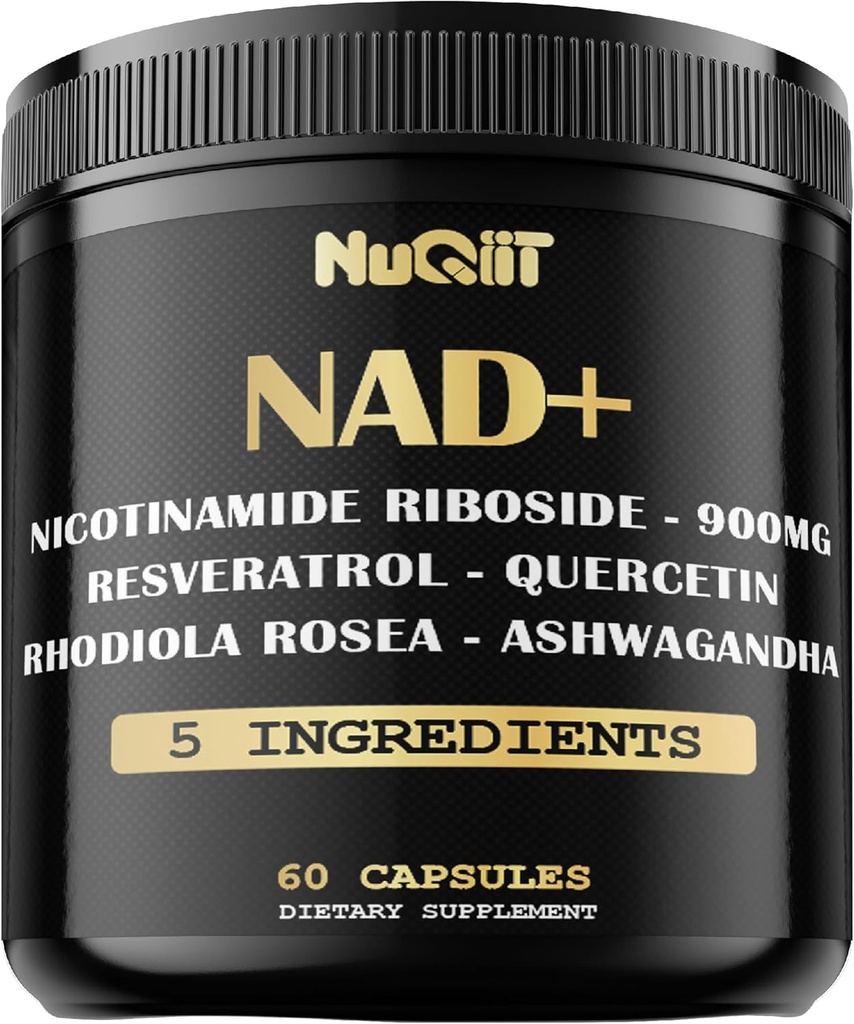 NAD+ Nicotinamid Riboside, Resveratrol, Quercetin, Turmeric, Rhodiola Rosea - 60 Kont