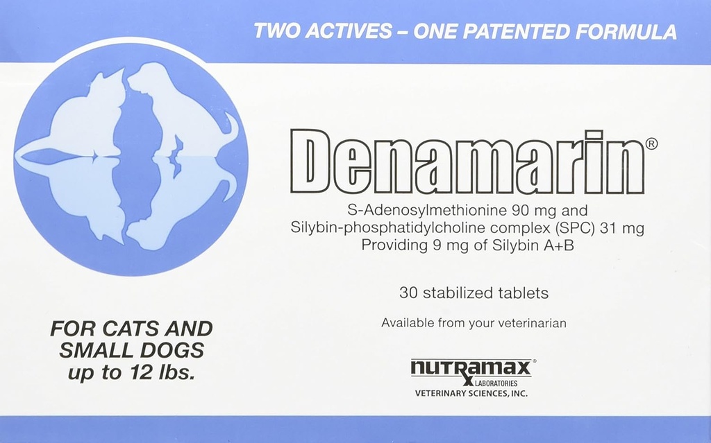 Nutramax Laboratories Denamarin Συμπλήρωμα Ηπατικής Υγείας για Μικρούς Σκύλους και Γάτες - Με S- Αδενοσυλομεθειονίνη (SAMe) και Silybin, 30 δισκία