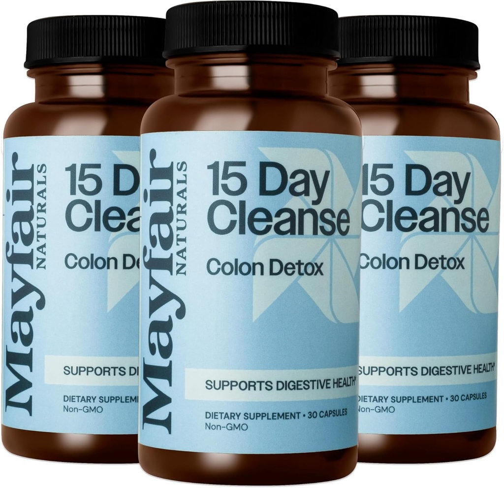 15 Günlük Temiz Kolon Detox (3 Paket), Diyet Supplement, 30 Capsules Her (90 Total), Constipation ve Digestive Health Supplement için Doğal Laxative for Constipation and Digestive Health Supplement)