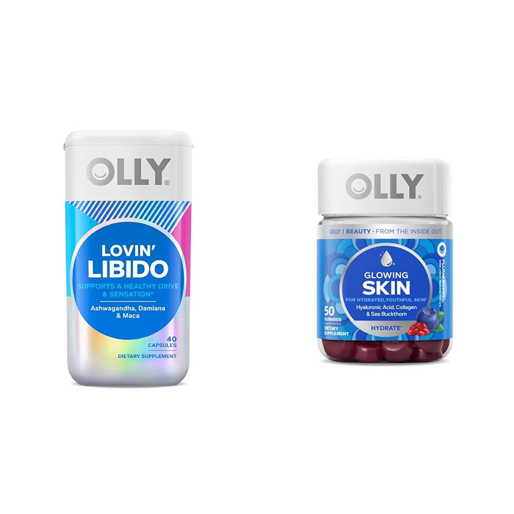 OLLY Lovin Libido κάψουλες για γυναίκες, 20 ημέρες προσφοράς (40 Count) και λαμπερό δέρμα Gummy, 25 ημέρες προσφοράς (50 Count) Bundle