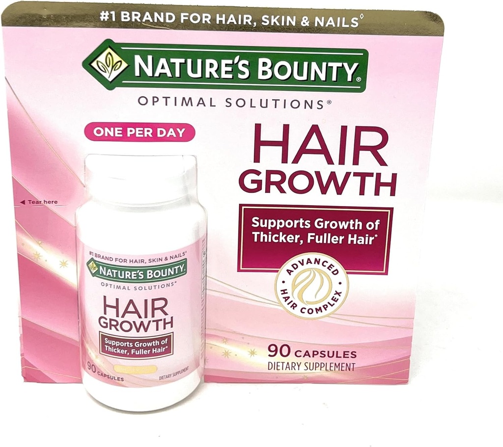 Nature's Bounty Hair Growth Supplement, 1 Per Day, Klinik olarak Biotin, Silikon & Arginine, 90 Capsules