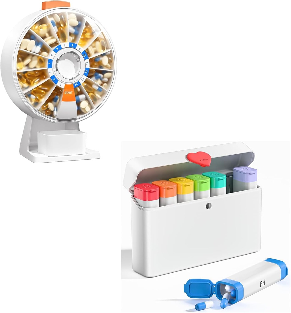 Daily Pill columns, Weekly Pill Organizer 2 Times a Day, Cute Pill Organizer with New Design