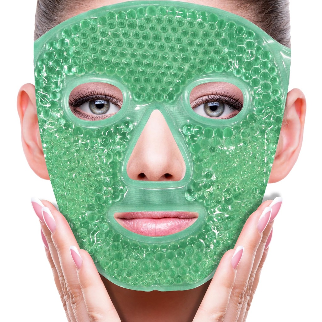 Puffy Dark Circles, Migraine,Hot/Cold Pack with Soft Plush Backing (Green #43)