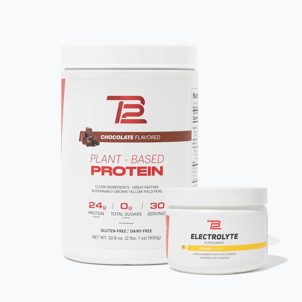 TB12 Bitki Tabanlı Güçlü & Hydration Sche (Chocolate protein Toz & Lemonade Electrolytes), Destek Kas Recovery & Hydration, Dairy Free, Non-GMO, Soy-Free