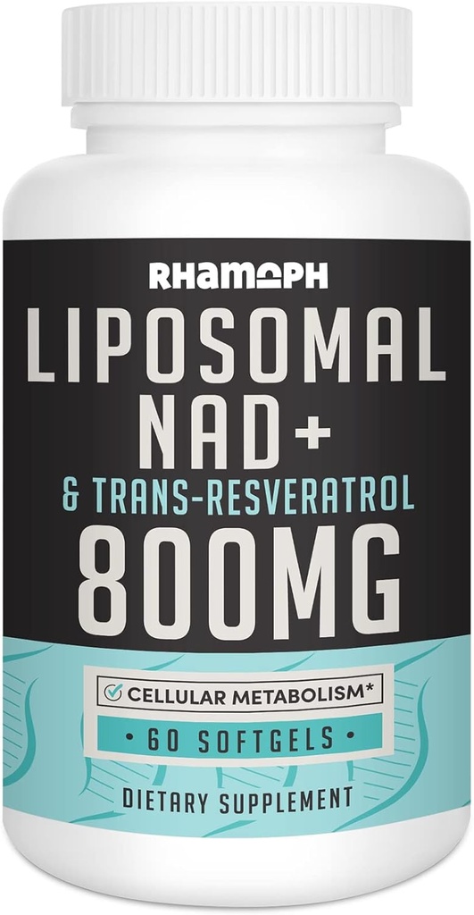 Liposomal NAD+ Trans-Resveratrol 300 mg ile 800 mg, Max Aborpsiyon, Actual NAD+ Sağlıklı Ağlama, Hücre Enerjisi, DNA Onarımı, Longevity - 60 Softgels