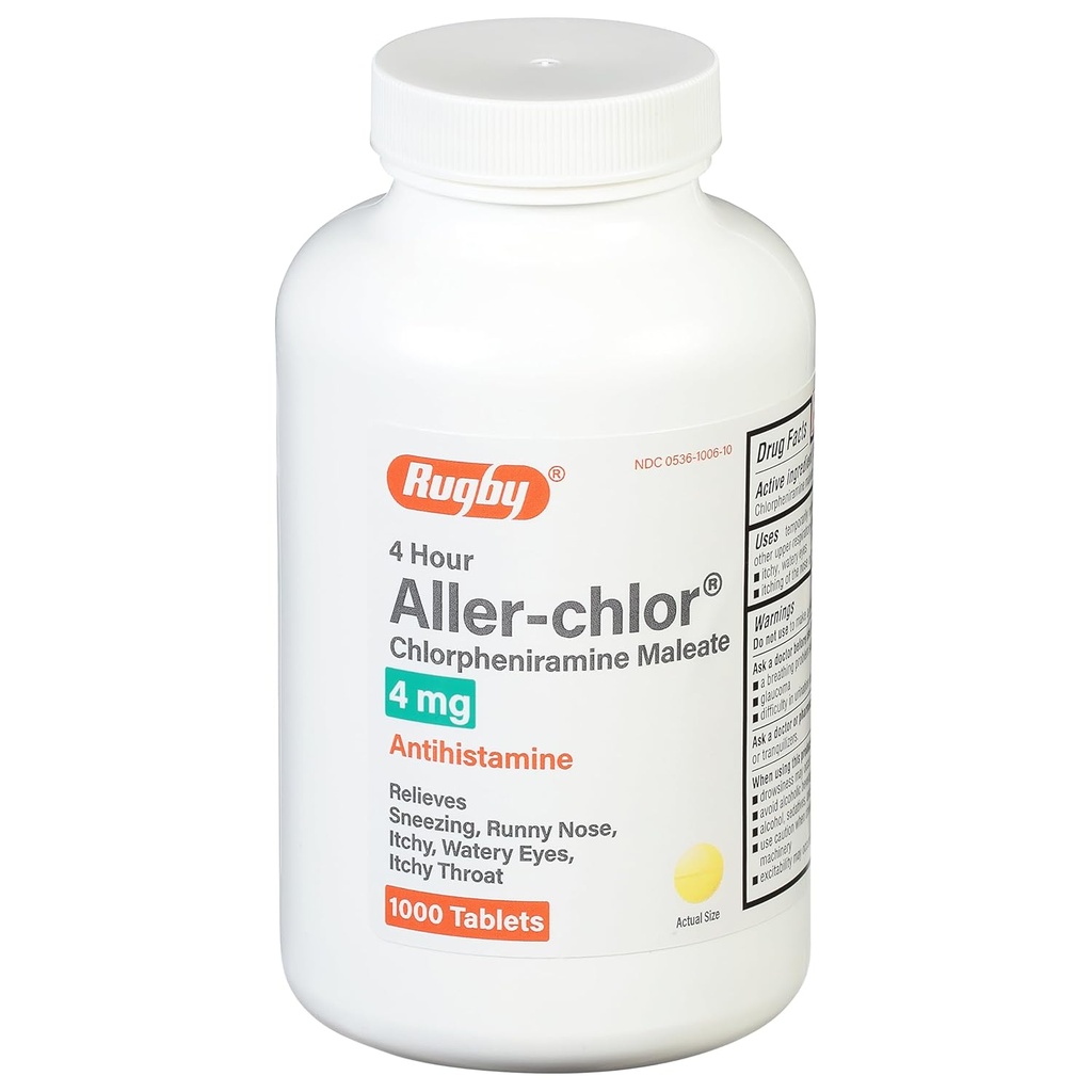 Ράγκμπι 4 ώρες Aller- chlor - Chlorpheniramine Maleate 4 mg - Αντιισταμινικά - 1000 δισκία (1 συσκευασία)